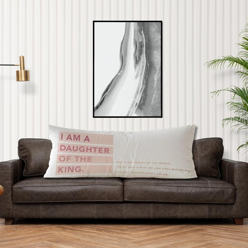 Exqcom Store Light Pink Christian Body Pillow Covers 20x54, Christian Home Decor, I Am a Daughter of The King Bible Scripture Religious Long Body Pillow Case Cover with Hidden Zipper for Women Teen Girls - Image 4